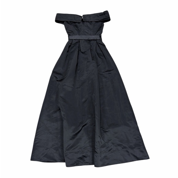 Faeriesty Off Shoulder Buckle Belted Satin Gown - Picture 3 of 5